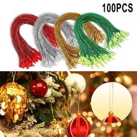 100Pcs Christmas Pendant Lanyard Christmas Tree Hanging String Ornament Hook Ropes String With Snaps For Xmas Ball Pendant Decor