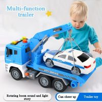 Childrens trailer toy transport flatbed truck large crane crane road rescue car boy car toy birthday gift Die-Cast Vehicles