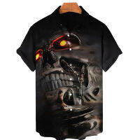 2023หลวม Breathable Top 5xl เสื้อฮาวายสำหรับชายเสื้อฤดูร้อนผู้ชาย3d พิมพ์สยองขวัญ Skull Fashion Street แขนสั้น Men