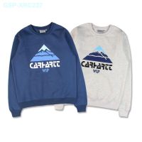 Cartcartt Carhartt ฤดูใบไม้ร่วงและฤดูหนาวพิมพ์คอกลมภูเขาหิมะและคู่เสื้อกันหนาวลำลองกำมะหยี่อินเทรนด์แบรนด์ชั้นนำแขนยาว