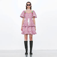 [DISAYA] - Voluminous Sleeve Mini Dress with Butterfly Crochet ชุดมินิเดรสแขนพอง แต่งButterfly Crochet