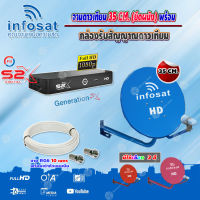 ชุดจานดาวเทียม INFOSAT 35CM. ยึดผนัง (เลือกสีจานได้) + PSI S2X HD (บอร์ดสีฟ้า) พร้อมสาย RG6 ยาวตามชุด