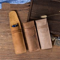 1Pcs Vintage PU Leather Pencil Bag Pen Case Pocket Pen Pouch Mini Stationery Organizer Bag for Students Office Business Travel Pencil Cases Boxes