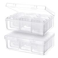 24Pc Small Bead Organizer Plastic Storage Organizer Containers Clear Storage Case Craft Containers with 2Pc Hinged Lid Craft Cases