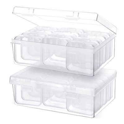 24Pc Small Bead Organizer Containers Clear Storage Case Craft Containers with 2Pc Hinged Lid Craft Cases