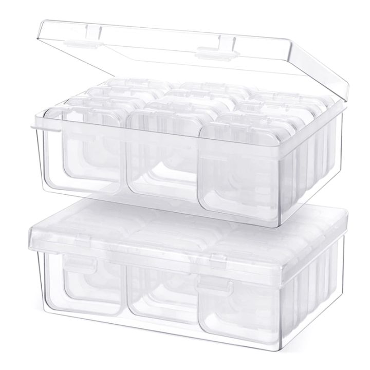 24pc-plastic-storage-organizer-containers-clear-storage-case-craft-containers-with-2pc-hinged-lid-craft-cases