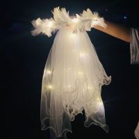 Bachelorette Party Veil Feather Flower Crown Glow Light LED Bridal Shower Veil Bride to Be Gift Wedding Party Engagement Decor