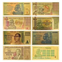 【YD】 Zimbabwe  Z100 Trillion/100 Quintrillion/5 Octillion/100 Decillion Gold Foil Banknote Paper Money Business