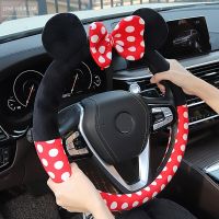 Universal Cartoon Car Steering Wheel Cover Mouse Summer Winter Warm Plush Lovely Bowknot Cute Wholesale Car Interior Accessories Steering Wheels Acces