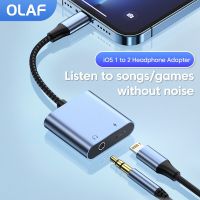 สายอะแดปเตอร์ OTG Olaf 2 In 1สำหรับ14 13 12 11 Pro อะแดปเตอร์เสียงสำหรับ IOS ถึง3.5มม. สายส่งสัญญาณเสียงสเตอริโอหูฟังชาร์จได้