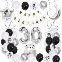 Silver 18 30 40 50th Birthday Party Decorations Adult Set Banner Cake Topper Anniversary Years Birthday Party Balloon Supplies