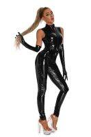 Large Size Bright Patent Leather Corset Jumpsuit Nightclub Sleeveless Tight Mirror PU Leather Suit Elastic Performance Jumpsuit