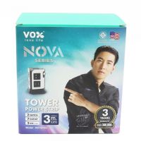 VOX - ปลั๊กไฟ (7 ช่อง,2 USB,3 เมตร,สีดำ/ขาว) รุ่น Tower 2