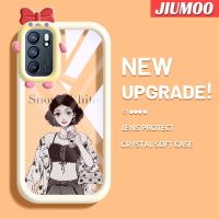 เคส JIUMOO สำหรับ OPPO Reno 6 5G Reno 6 Pro 5G 6Z Reno 5G เคสแฟชั่นอินเทรนด์เด็กผู้หญิงสีสันสดใสนิ่มสำหรับเลนส์กันกระแทกแบบใสเคสมือถือเรียบง่ายฝาครอบป้องกันซิลิโคนความคิดสร้างสรรค์โปร่งใส