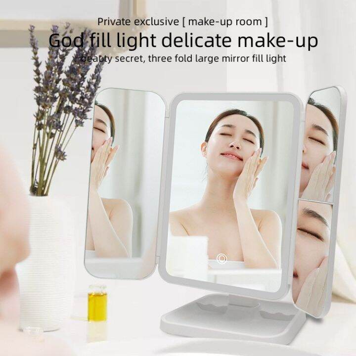 Led Makeup Mirror Desktop Dressing Mirror with Light Dormitory Shell