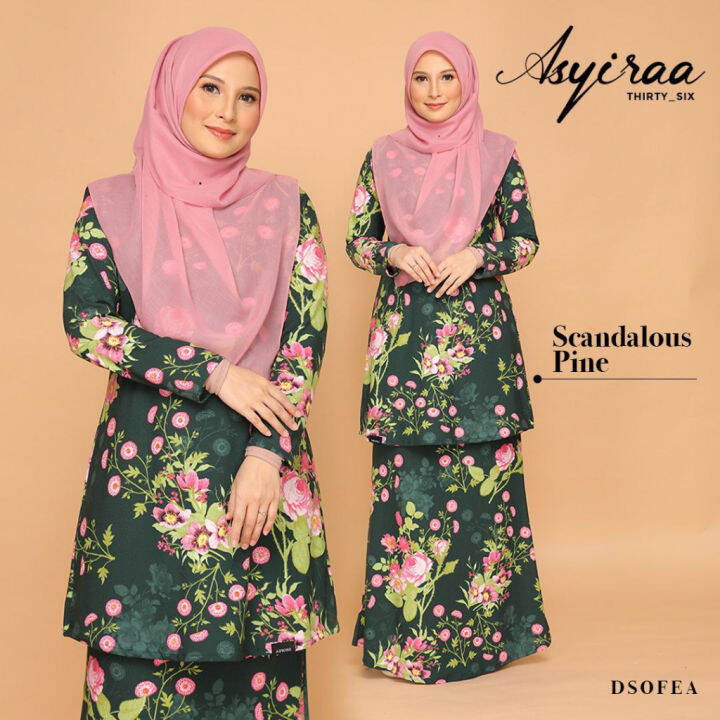 Baju Kurung Tanpa Gosok Asyiraa Material Moss Crepe Berpoket Nursing ...