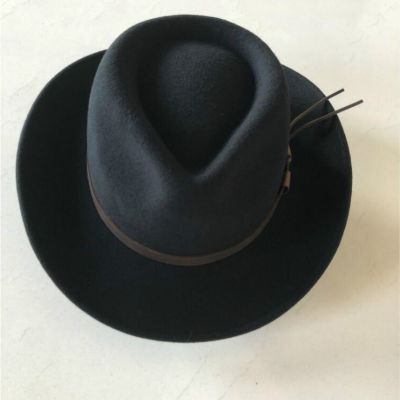 X054 100 Wool Denim Hat Wool Felt Derby Bowler Hat Satin Lined Fashion Party Formal Fedora Costume Magician Round Hat