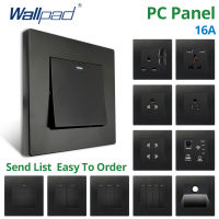 Wallpad ผนังสีดำ PC แผง Usb ผนังซ็อกเก็ตและสวิทช์1234แก๊ง1 2 3ทาง Momentary ติดต่อ AC 220โวลต์ WIFI เราเตอร์