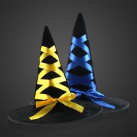 ▬▲✖ Halloween Witch Hat Woman Party Dresses Velvet Witch Hat Ribbon Bows Caps