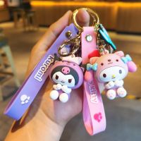 Sanrio Kuromi Melody Keychains Anime Kawaii Hello Kitty Cinnamoroll Pompompurin Toy Doll Bag Ornament Keychain Car Pendant Gifts