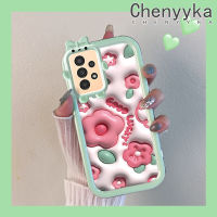 Chenyyyka เคสปลอกสำหรับ Samsung A13 5G A04s การ์ตูน3D ดอกไม้สีชมพูสีสันสดใสใหม่กันกระแทกซิลิโคนที่สร้างสรรค์เคสโทรศัพท์โปร่งใสน่ารักเคสป้องกันเลนส์กล้องปิศาจน้อย