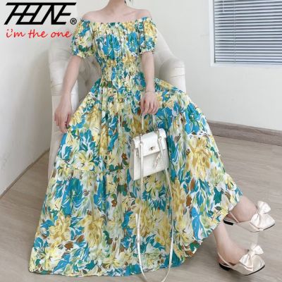 Vestidos Robe Maxi Long Sexy Dress Women Summer Indie Clothes Bohemian Cotton Silk Floral Beach Short Sleeve Korean Style Casual