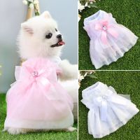 S-XL Cute Dog Dress For Small Dogs Chihuahua Pug Clothes Sweet Princess Style Cat Princess Dress Dog Wedding Dress Bow Skirt Dresses