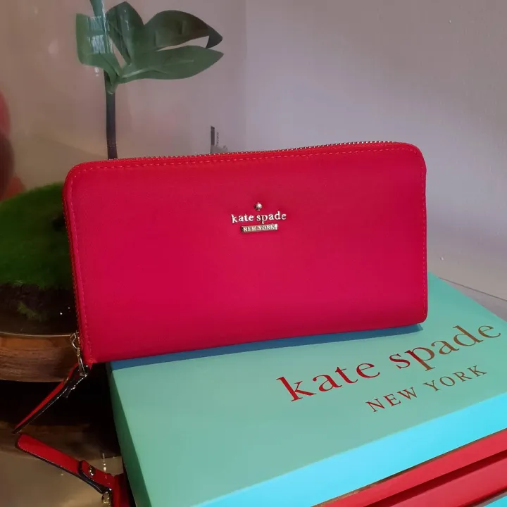 Kate Spade Classic Zip Around Wallet - Lyla in Plain Red Nylon Wallet |  Lazada PH