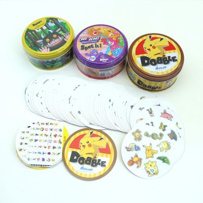 【CW】¤♘✌  Pikachu It Cartoon Animals Dobble Board Game Jr Hip Camping Kids Playing Card Metal