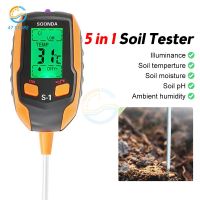 New 5 In 1 Ph Soil Tester Moisture Acidity Tester Flower Pot Moisture Meter Ph Meter Water Quality Monitor for Plant Garden Home