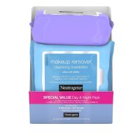 แผ่นเช็ดเครื่องสำองNeutrogena Day &amp; Night Wipes with Makeup Remover Face Cleansing Towelettes &amp; Night Calming Facial Cloths, Alcohol-Free Wipes to Remove Dirt, Oil &amp; Waterproof Mascara 3 Pack ( 75 ct )