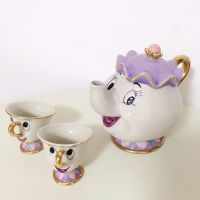 Cartoon Beauty And The Beast Tea Set Mrs Potts Teapot Chip Cup Sugar Bowl Pot Set Coffee Kettle Birthday Xmas Gift