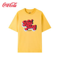 【New】Coca-Cola เสื้อยืดคอกลมแขนสั้นพิมพ์ลายตัวอักษรส่วนบุคคลอินเทรนด์แฟชั่นลำลองด้านบน