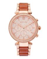 นาฬิกาข้อมือผู้หญิง MK6285 MICHAEL KORS Parker Crystallized Glitz Chronograph Rose Gold Tone Ladies Watch