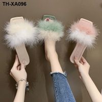 New summer fairy outside flat plush slippers bowknot lace peep-toe a word procrastinates antiskid sandals