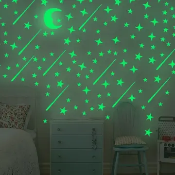 435PCS Pink Green Blue Luminous Moon Stars Wall Stickers for Kids