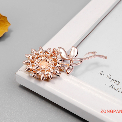 ZONGPAN เข็มกลัดพลอยเทียมรูปดอกทานตะวันแฟชั่นสำหรับผู้หญิงเสื้อโค้ทเครื่องประดับสำหรับงานปาร์ตี้