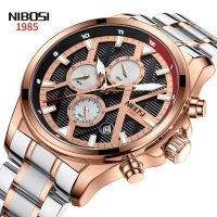 ZZOOI NIBOSI New Fashion Mens Watches Top Brand Luxury Military Quartz Watch Full Steel Waterproof Sport Chronograph Watch for Men