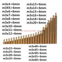 [HOT JIAZZAQQMGW 555] M3ชาย6มม. X M3หญิง4-60มม. ทองเหลือง Standoff Spacer M3 (4-60) 6ทองแดงหกเหลี่ยม Stud Spacer Hollow Pillars M3x (4-60) 6มม.