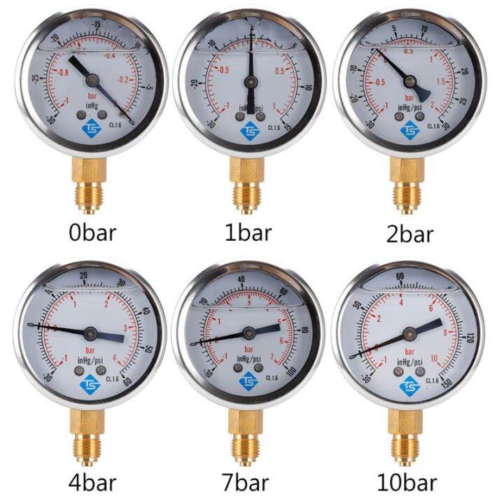 1/4 BSP Bottom Compound Pressure Vacuum Gauge Glycerine Filled 68mm 1