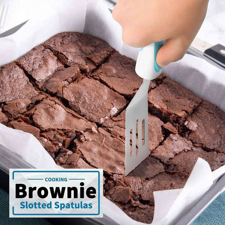 2-pieces-mini-brownie-serving-spatula-cut-and-serve-turner-cookie-spatula-mini-slotted-turner-for-flipping-egg-cooking