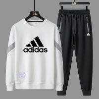 [M-5XL] ADIDASeˉชุดสเวตเชิ้ต + กางเกงเสื้อคลุมขนาดใหญ่พิเศษผู้ชาย,เซตชุดลำลองผู้ชายชุดสูทสองชิ้น