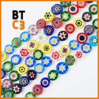 BTC3 1 Strands About 65pcs สุ่มแบบสุ่ม ลูกปัดกลมแบน 6mm ครับ สีผสมกัน ลูกปัด millefiori ลูกปัดเหรียญ ดอกไม้ประดับดอกไม้ ลูกปัดสเปเซอร์ ทำเครื่องประดับ DIY