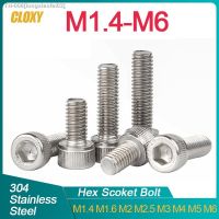 ☾ﺴ 10-100pcs M1.4 M1.6 M2 M3 M4 M5 M6 304 A2-70 Stainless Steel DIN912 Hexagon Hex Socket Cap Allen Head Bolt Screw Length 2-50mm