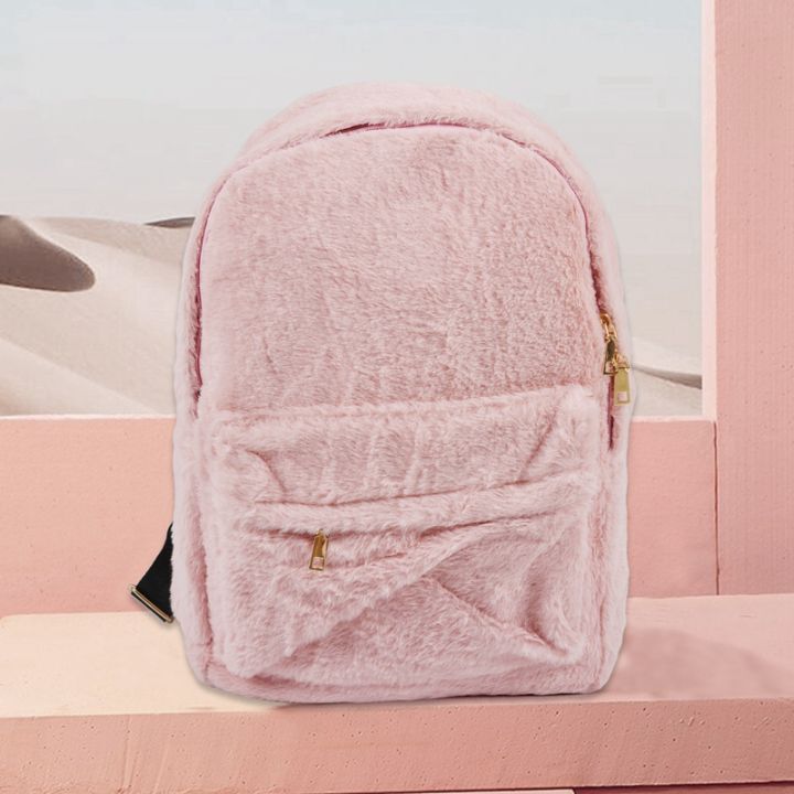 women-soft-faux-fur-plush-backpack-shoulder-bag-fluffy-school-bag-with-heart-pendant-pink