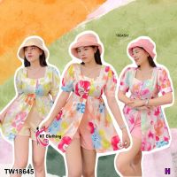 TW18645 set 3 ชิ้น เสื้อผ่าหน้า + กางเกงขาสั้น + หมวก