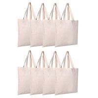 Canvas Tote Bag,DIY Handmade and Decorated, Reusable Washable Shopping Bag,Grocery Bag 8Pcs