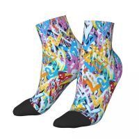 Crazy Design Heart Skateboard Short Socks Graffiti Polyester Ankle Socks for Unisex Non-slip Socks Tights