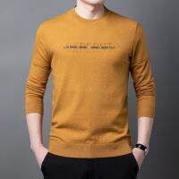 HOT14★2023 Mens New Cal Lapel Long Sleeve O-neck Shirts High Quality Breathable Wool Knit Pullover Tops