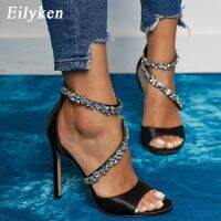 【CW】 Eilyken Fashion Heel 11CM Sandals Rhinestone Ladies Shoes Design Open-toed